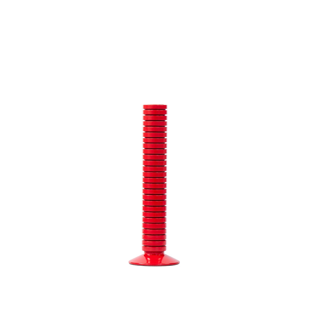 Mattie Medium Ribbed Taper Candle Holder 11" - Red - Avail 11/21