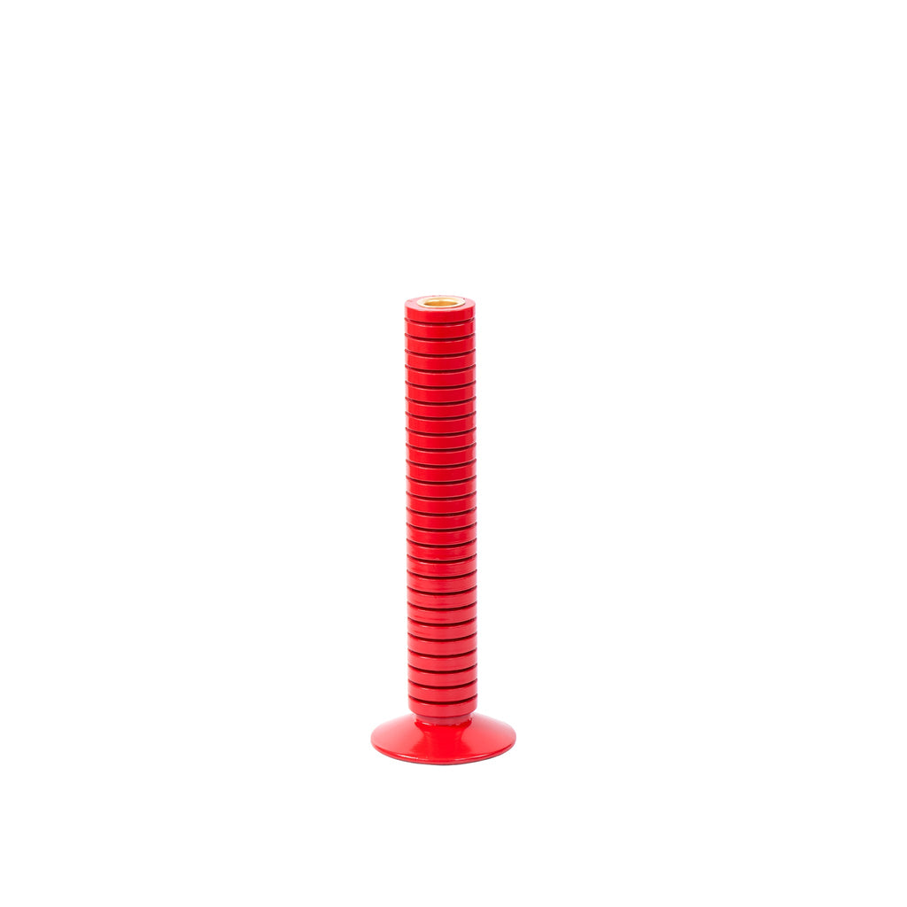 Mattie Medium Ribbed Taper Candle Holder 11" - Red - Avail 11/21