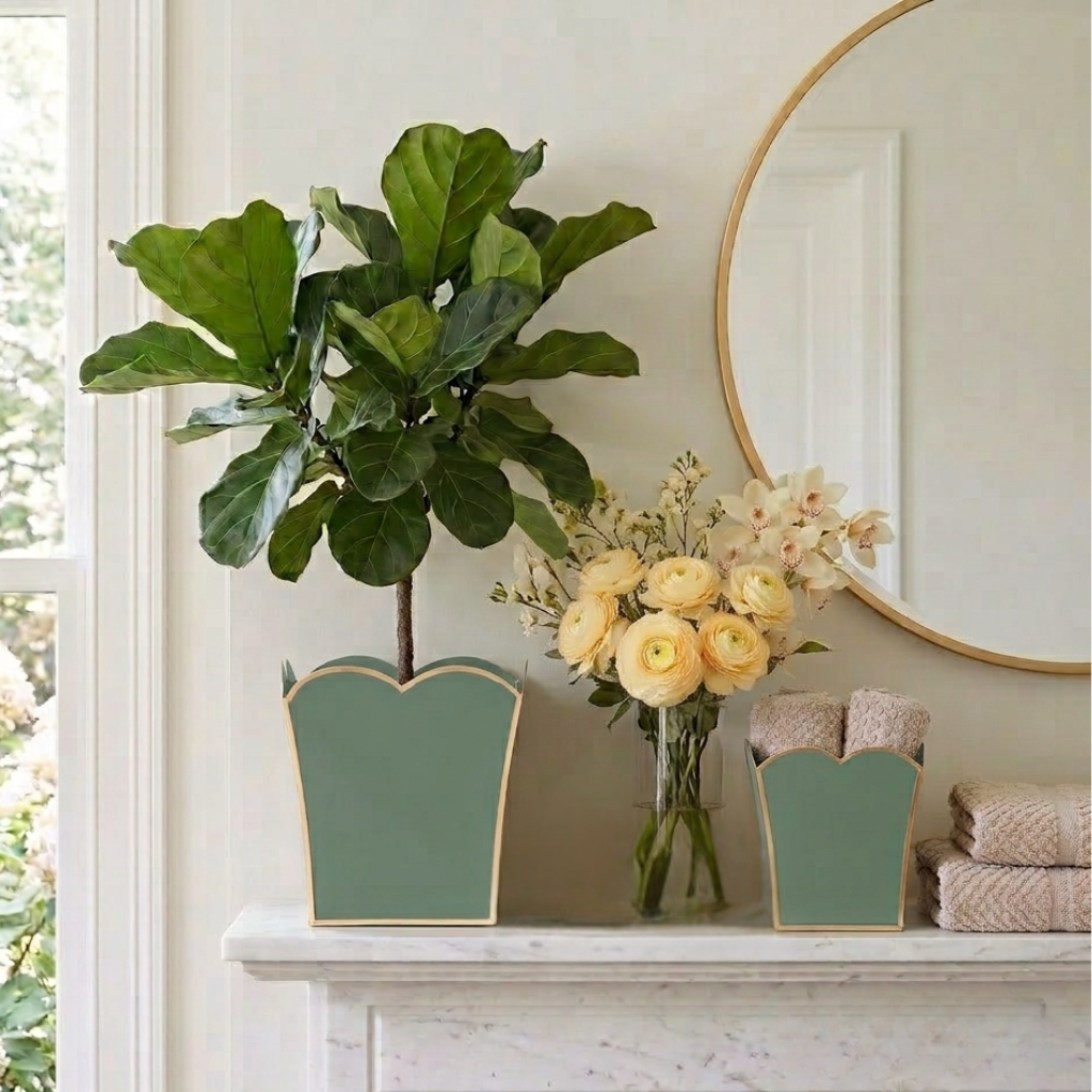 Mattie Scarlett Square Cachepot Planter Rockwood Sash Green - Avail 11/21