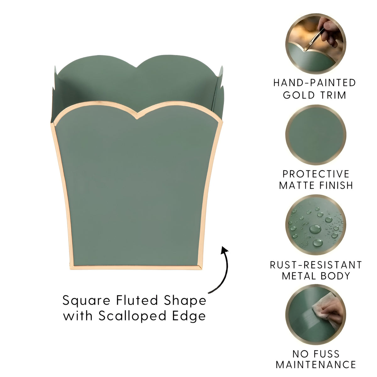 Mattie Scarlett Square Cachepot Planter Rockwood Sash Green - Avail 11/21