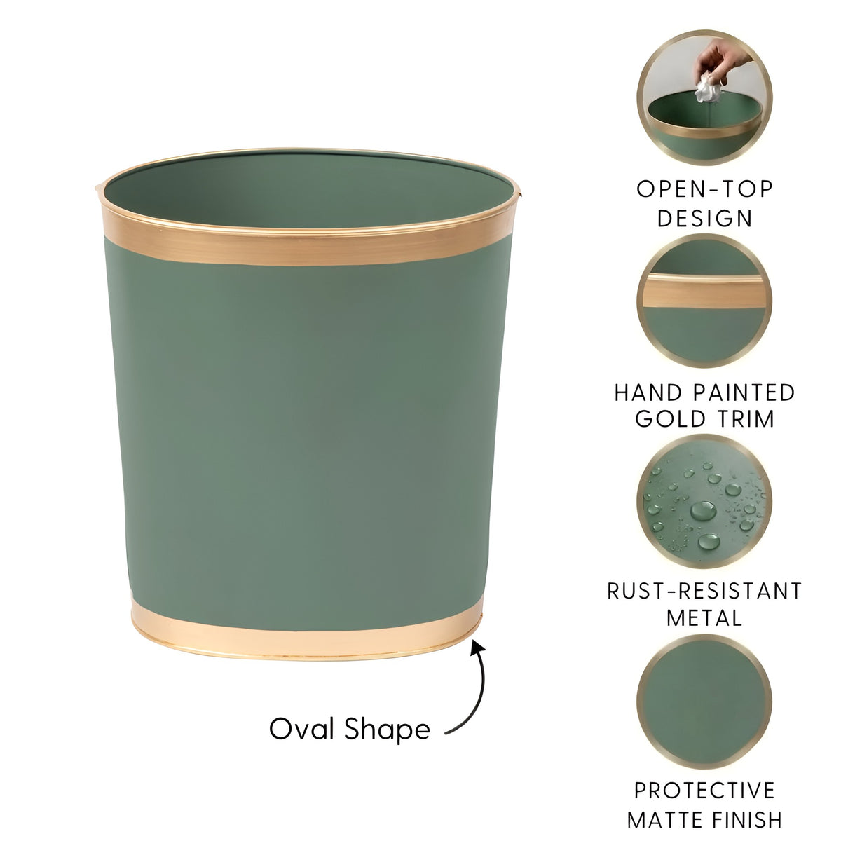 Mattie Oval Wastebasket - Rockwood Sash Green - Avail 11/21