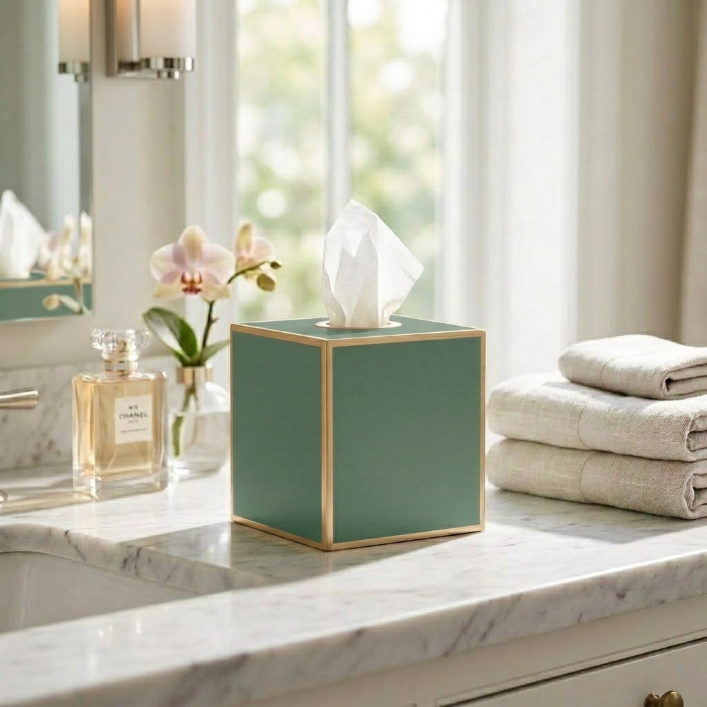 Mattie Square Tissue Box Cover - Rockwood Sash Green - Avail 11/21