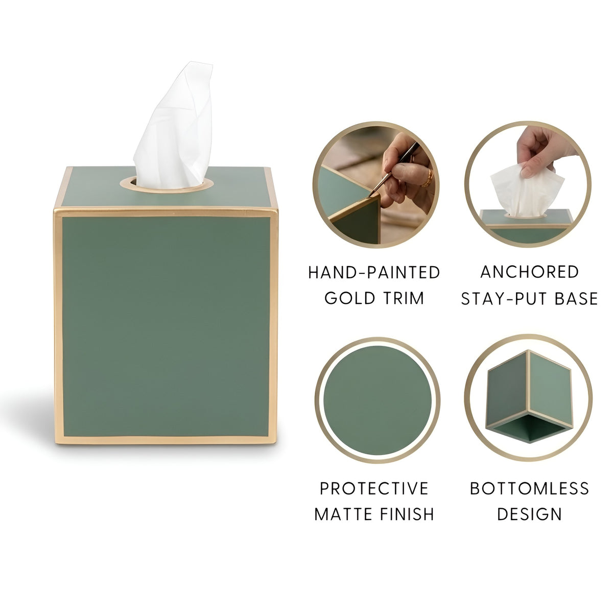 Mattie Square Tissue Box Cover - Rockwood Sash Green - Avail 11/21