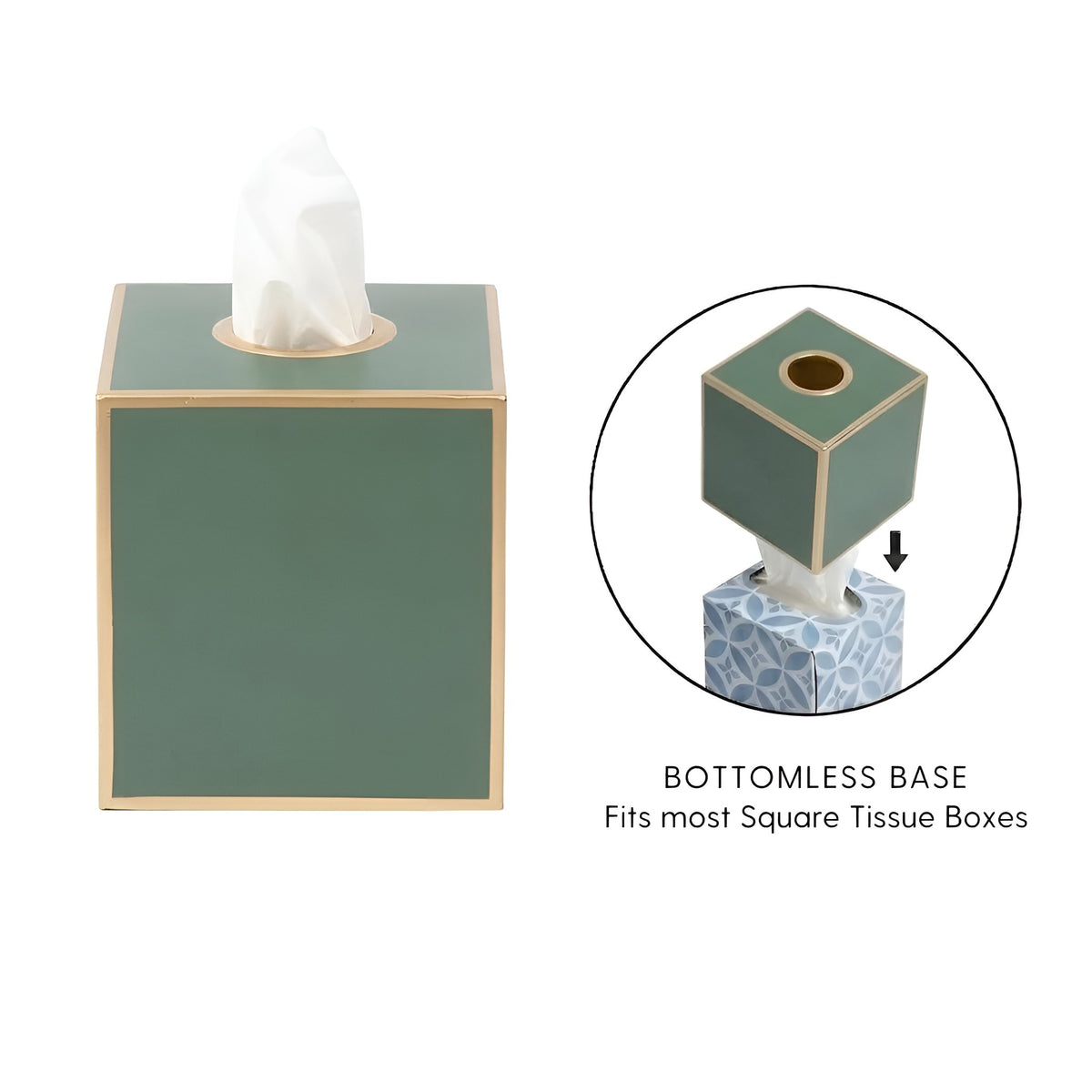 Mattie Square Tissue Box Cover - Rockwood Sash Green - Avail 11/21