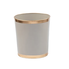 Mattie Taupe Oval Metal Garbage Can, Wastebasket, Bathroom Trash Can for Home Office, Bedroom, Vanity - Oval without Lid - Avail 09/24