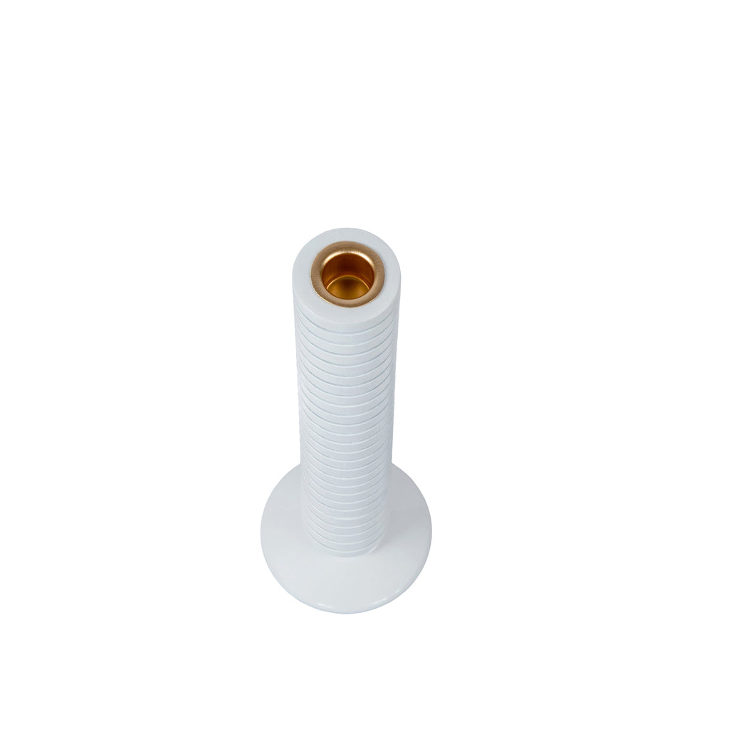 Mattie Medium Ribbed Taper Candle Holder 11" - White - Avail 11/21