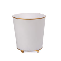 Mattie White Round Metal Cachepot For Bedroom, Office, Kitchen, Living Room