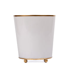 Mattie White Round Metal Cachepot For Bedroom, Office, Kitchen, Living Room