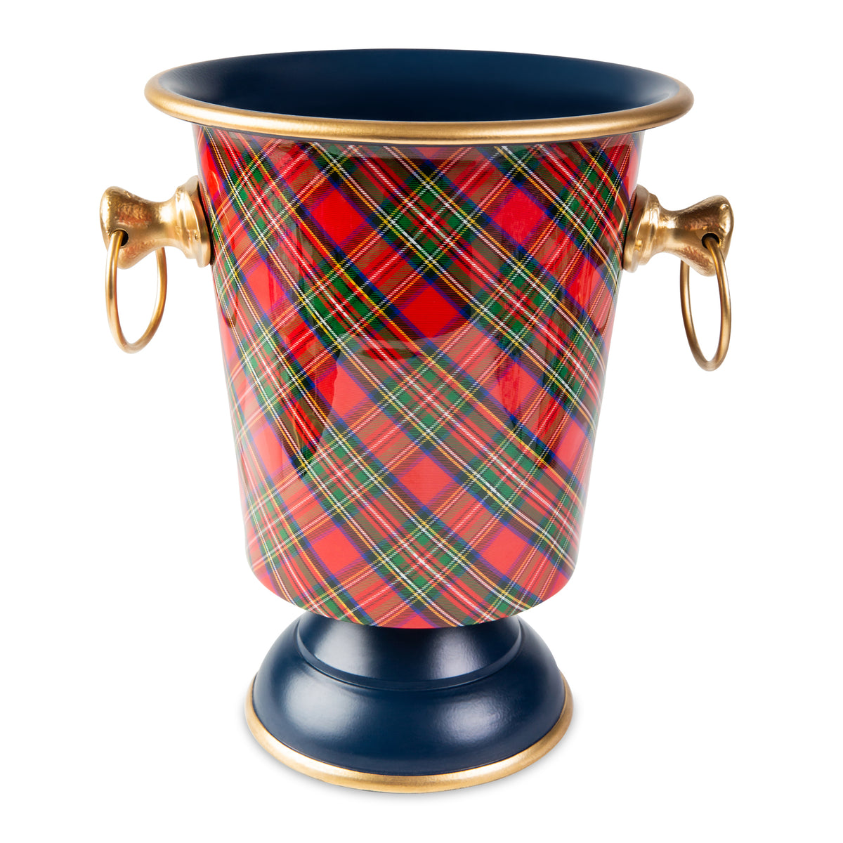 Multi-Color Enameled Wine, Champagne, Prosecco Chiller / Planter Urn - Royal Tartan Collection - made from Dual-layer High Quality Metal Construction - designed by W.H. Hostess - 9 x 9 x 10