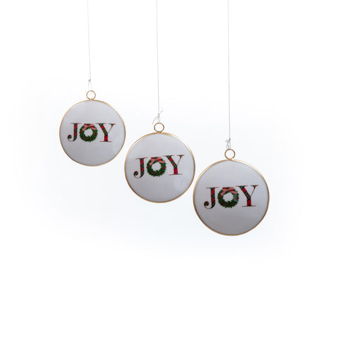 Joy Wreath Ornament (3pk)