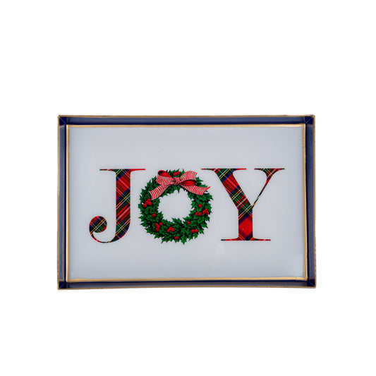 AS-IS - Joy Wreath Enameled Oliver Tray 8x12 - Seconds FINAL SALE