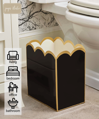 Black and Taupe Modern Bathroom Trash Can, Wastebasket, Dustbin for Bedroom, Home Office, Vanity - Rectangle without Lid