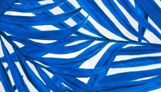 Palm Enameled Tori Trinket Tray - White & Blue - Avail 8/19