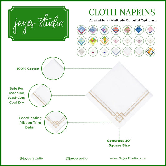 Interlocking Key Napkin White & Gold (4 Pack)