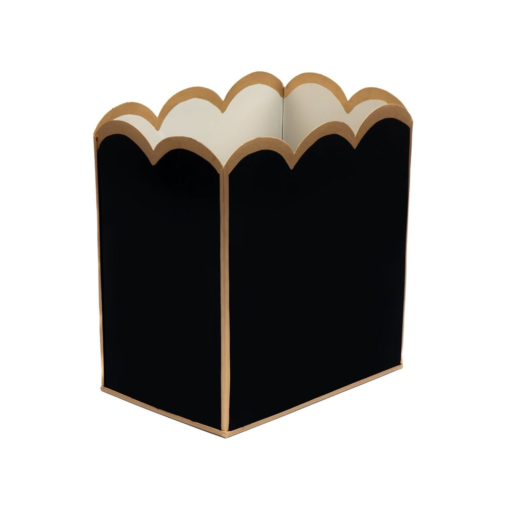 Black and Taupe Modern Bathroom Trash Can, Wastebasket, Dustbin for Bedroom, Home Office, Vanity - Rectangle without Lid - Wastebaskets from Jaye's Studio