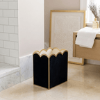Black and Taupe Modern Bathroom Trash Can, Wastebasket, Dustbin for Bedroom, Home Office, Vanity - Rectangle without Lid - Wastebaskets from Jaye's Studio