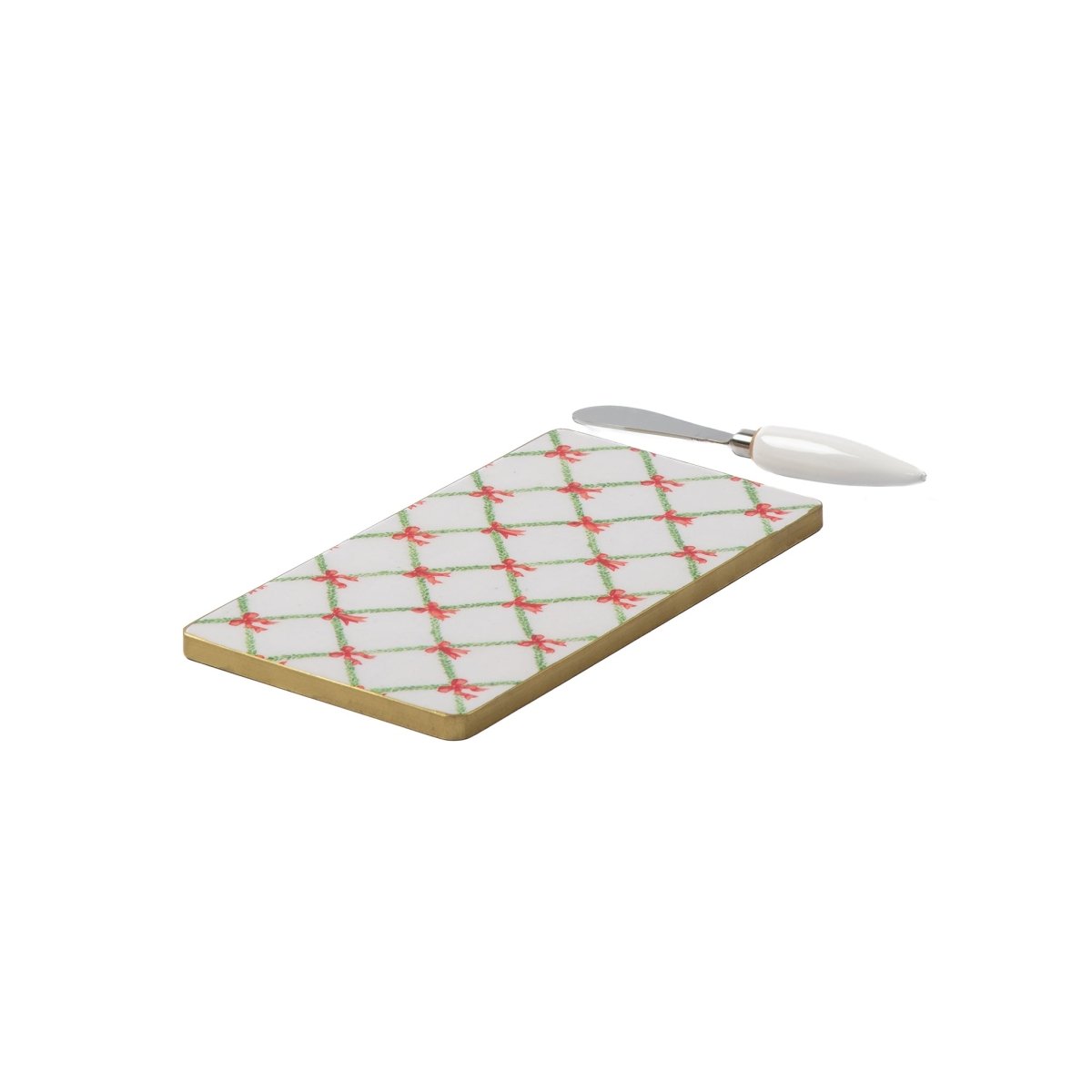 Bow Trellis Amelia Enameled Red and Green Charcuterie Board, Wooden Cutting Board, Chopping Board for Serving, Food & Meat Prep - Cutting Board from Jaye's Studio