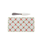 Bow Trellis Amelia Enameled Red and Green Charcuterie Board, Wooden Cutting Board, Chopping Board for Serving, Food & Meat Prep - Cutting Board from Jaye's Studio