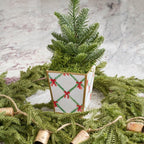 Bow Trellis Enameled Red and Green Square Metal Cachepot Planter for Bedroom, Home Office, Kitchen, Living Room - Cachepots from Jaye's Studio