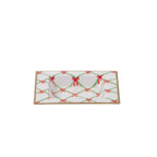 Bow Trellis Red and Green Enameled Square Decorative Trinket Tray, Catch All Tray, Jewelry Tray for Vanity, Bathroom, Bedside Home Office - Trinket Trays from Jaye's Studio