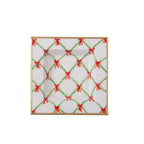 Bow Trellis Red and Green Enameled Square Decorative Trinket Tray, Catch All Tray, Jewelry Tray for Vanity, Bathroom, Bedside Home Office - Trinket Trays from Jaye's Studio