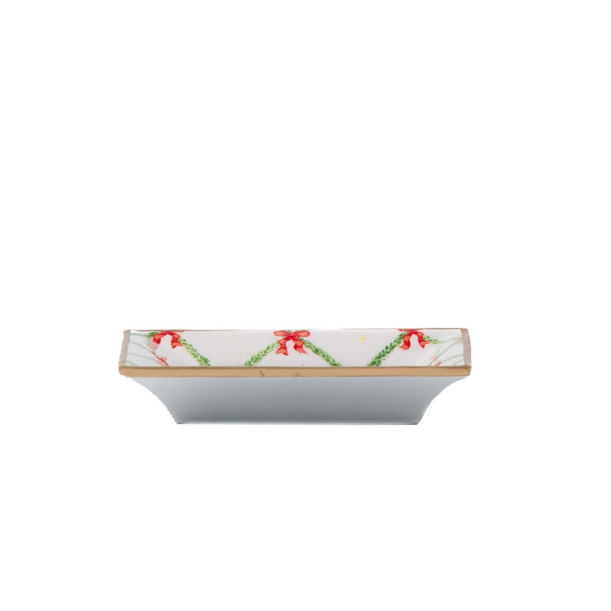 Bow Trellis Red and Green Rectangle Catch All Tray, Jewelry Tray for Bathroom, Vanity - Decorative Landry Tray - Trinket Trays from Jaye's Studio