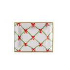 Bow Trellis Red and Green Rectangle Catch All Tray, Jewelry Tray for Bathroom, Vanity - Decorative Landry Tray - Trinket Trays from Jaye's Studio