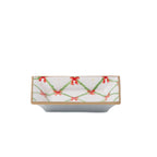 Bow Trellis Red and Green Rectangle Catch All Tray, Jewelry Tray for Bathroom, Vanity - Decorative Landry Tray - Trinket Trays from Jaye's Studio