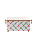 Bow Trellis Red and Green Rectangular Metal Cachepot Planter for Bedroom, Office, Kitchen or Living Room - Cachepots from Jaye's Studio