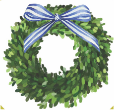 Wreath Bow Ornament (single) - Blue & Green - Avail 12/05