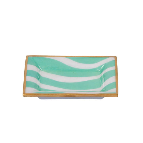 Breakers Aqua Enameled Rectangle Catch All Tray, Jewelry Tray for Bathroom, Vanity - Decorative Landry Tray - Trinket Trays from Jaye's Studio