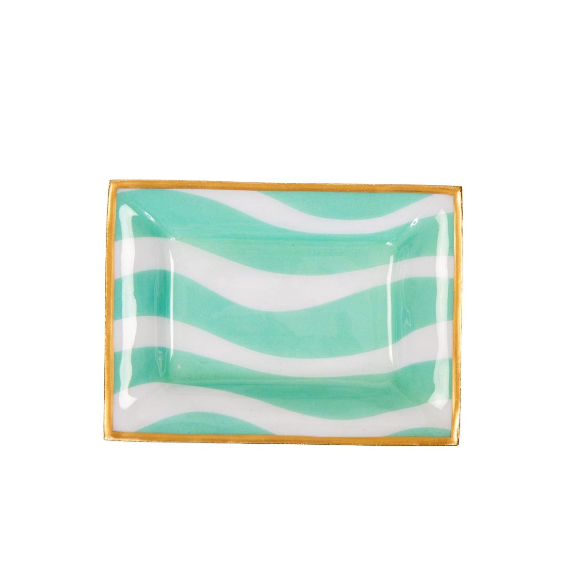 Breakers Aqua Enameled Rectangle Catch All Tray, Jewelry Tray for Bathroom, Vanity - Decorative Landry Tray - Trinket Trays from Jaye's Studio