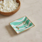Breakers Aqua Enameled Rectangle Catch All Tray, Jewelry Tray for Bathroom, Vanity - Decorative Landry Tray - Trinket Trays from Jaye's Studio