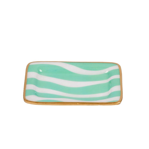 Breakers Blue Enameled Rectangle Soap Dish, Catch All Tray, Jewelry Tray for Bathroom, Vanity, Sink - Decorative Laney Tray - Trinket Trays from Jaye's Studio