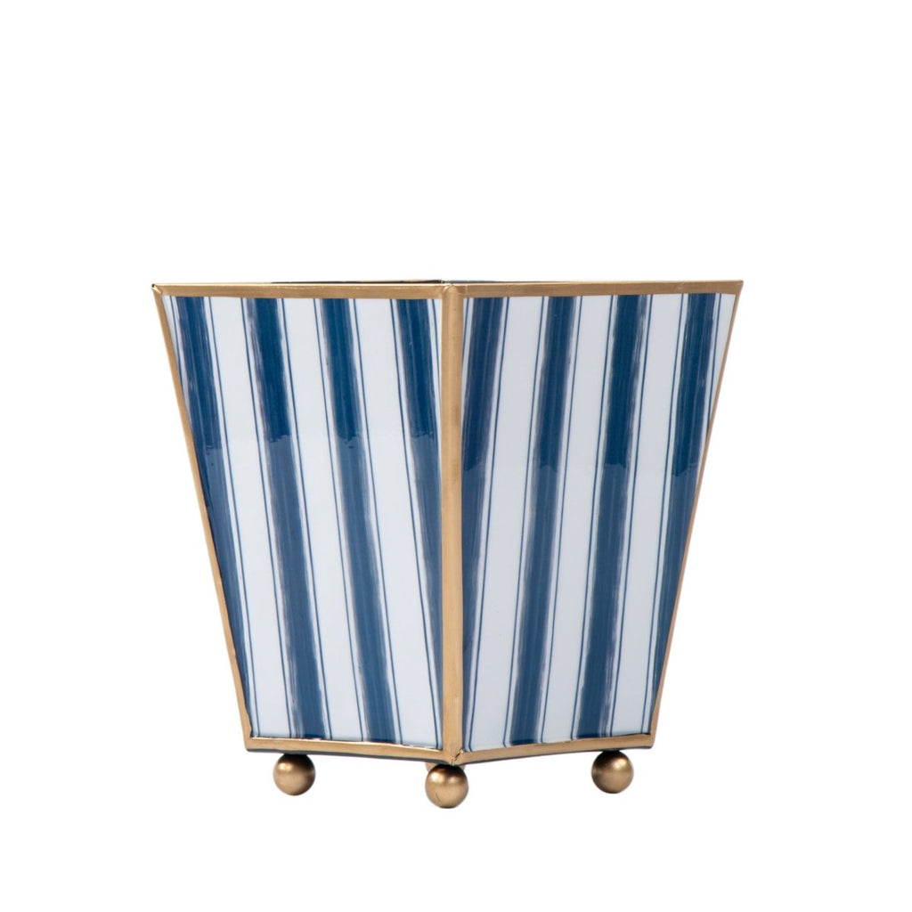 Brush Stripe Enameled Square Cachepot Planter - Avail 09/21 - Cachepots from Jaye's Studio