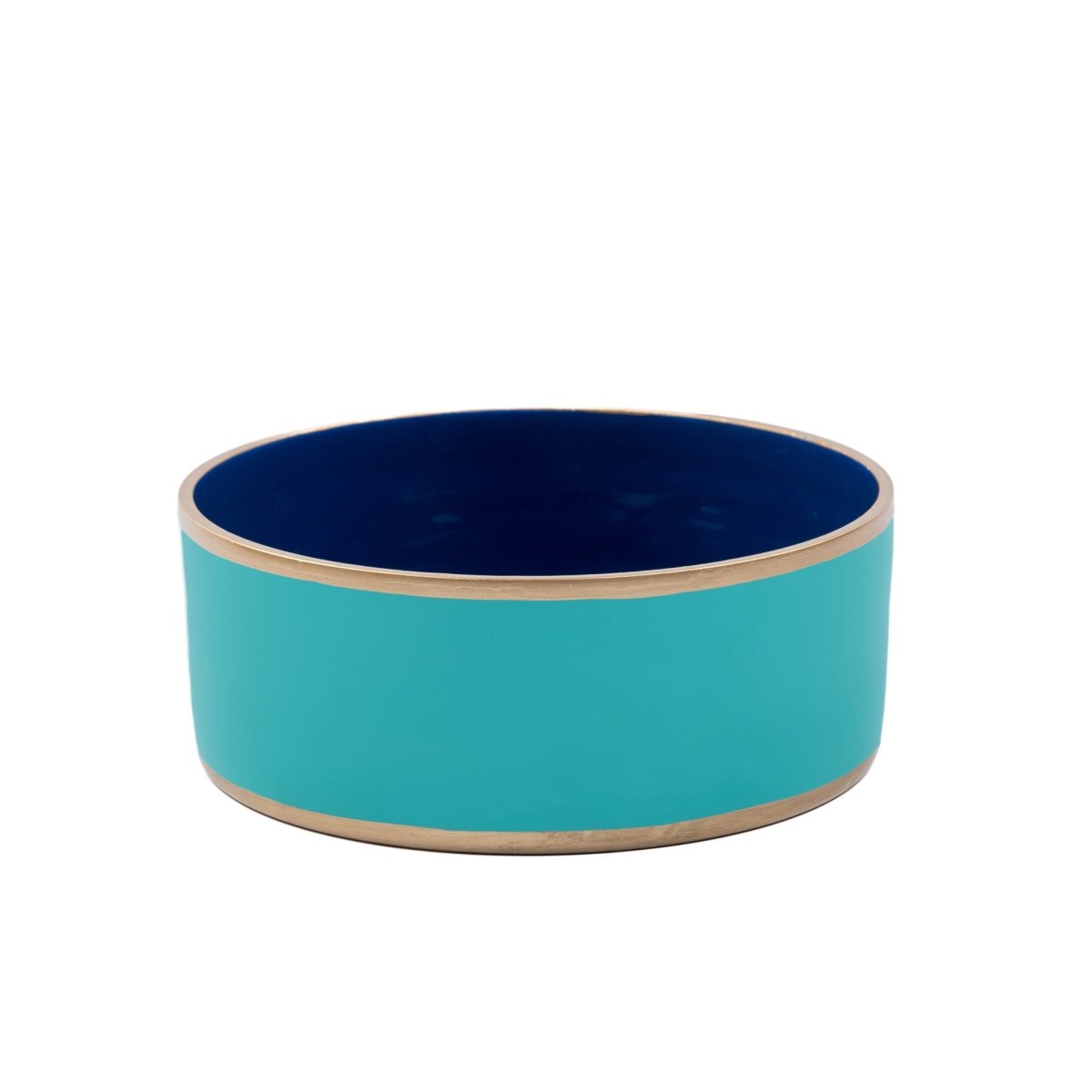 Cabana Stripe Enameled Blue and Turquoise Dog Bowl, Pet Bowl For Dogs and Cats - Pet Bowls from Jaye's Studio
