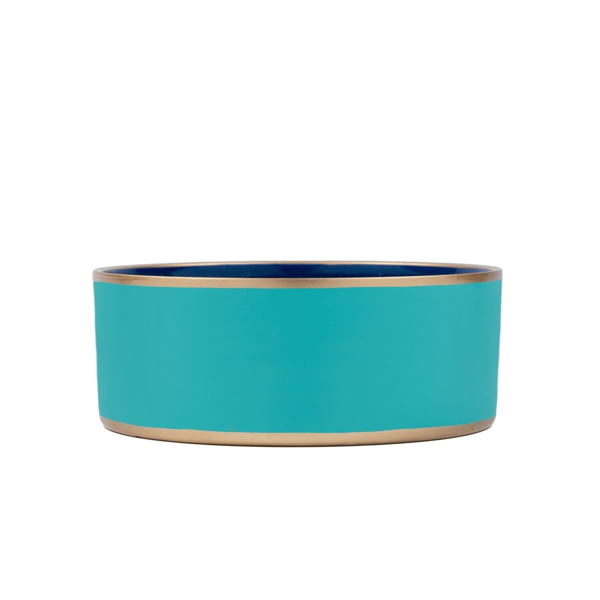 Cabana Stripe Enameled Blue and Turquoise Dog Bowl, Pet Bowl For Dogs and Cats - Pet Bowls from Jaye's Studio