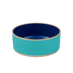 Cabana Stripe Enameled Blue and Turquoise Dog Bowl, Pet Bowl For Dogs and Cats - Pet Bowls from Jaye's Studio