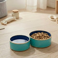 Cabana Stripe Enameled Blue and Turquoise Dog Bowl, Pet Bowl For Dogs and Cats - Pet Bowls from Jaye's Studio