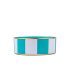 Cabana Stripe Enameled White and Turquoise Pet Bowl For Dogs and Cats - Pet Bowls from Jaye's Studio