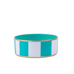 Cabana Stripe Enameled White and Turquoise Pet Bowl For Dogs and Cats - Pet Bowls from Jaye's Studio