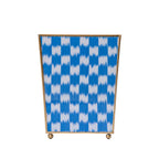 Checkered Ikat Blue Bathroom Trash Can, Wastebasket, Dustbin for Bedroom, Home Office, Vanity - Square without Lid - Wastebaskets from Jaye's Studio