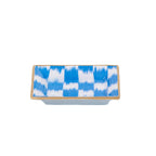 Checkered Ikat Blue Enameled Rectangle Catch All Tray, Jewelry Tray for Bathroom, Vanity - Decorative Landry Tray - Trinket Trays from Jaye's Studio