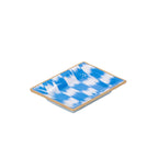 Checkered Ikat Blue Enameled Rectangle Catch All Tray, Jewelry Tray for Bathroom, Vanity - Decorative Landry Tray - Trinket Trays from Jaye's Studio