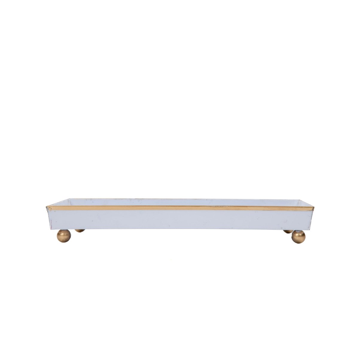 Checkered Ikat Blue Enameled Rectangle Vanity Tray for Bathroom, Vanity, Bedroom - Oliver Decorative Tray - Serving Trays from Jaye's Studio