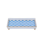 Checkered Ikat Blue Enameled Rectangle Vanity Tray for Bathroom, Vanity, Bedroom - Oliver Decorative Tray - Serving Trays from Jaye's Studio