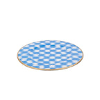 Checkered Ikat Enameled Blue / Light Blue Charger Plate For Dinnerware, Place settings, Entertaining, Table Top (Pack of 4) - Decorative Plates from Jaye's Studio