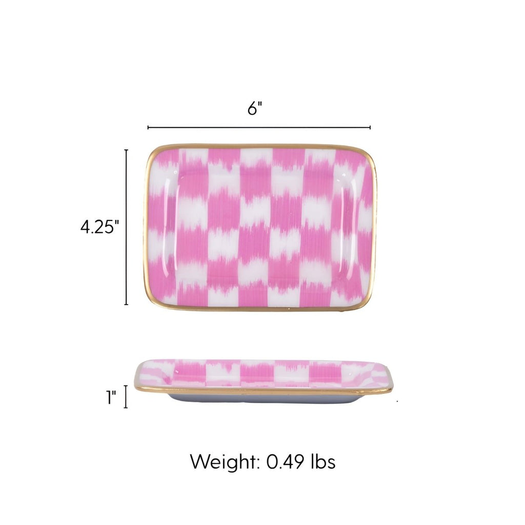 Checkered Ikat Enameled Laney Soap Dish - Trinket Trays from Jaye's Studio