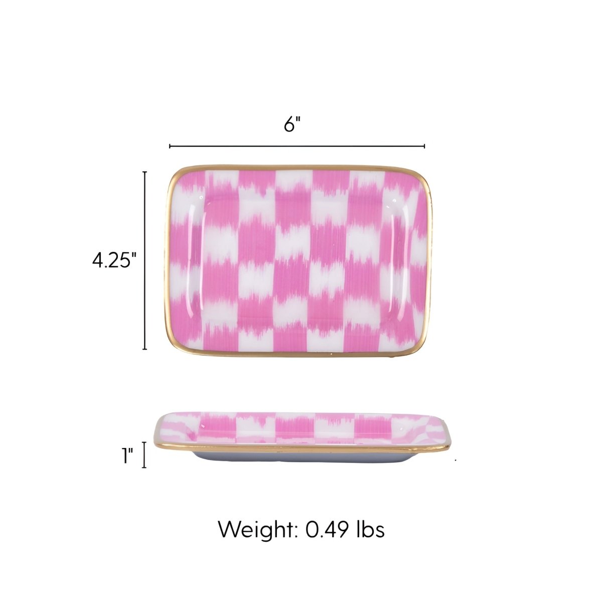 Checkered Ikat Enameled Laney Soap Dish - Trinket Trays from Jaye's Studio