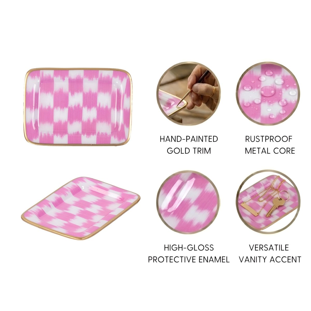 Checkered Ikat Enameled Laney Soap Dish - Trinket Trays from Jaye's Studio